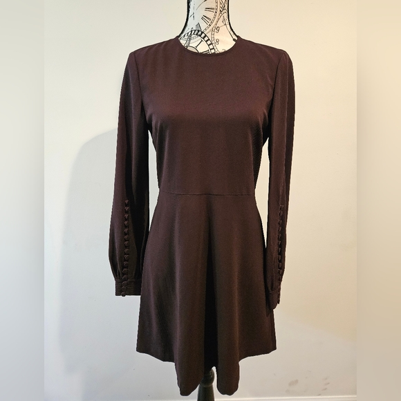 ⭐️ A.L.C. button blouson long sleeve dress size 4 brown - Picture 4 of 11